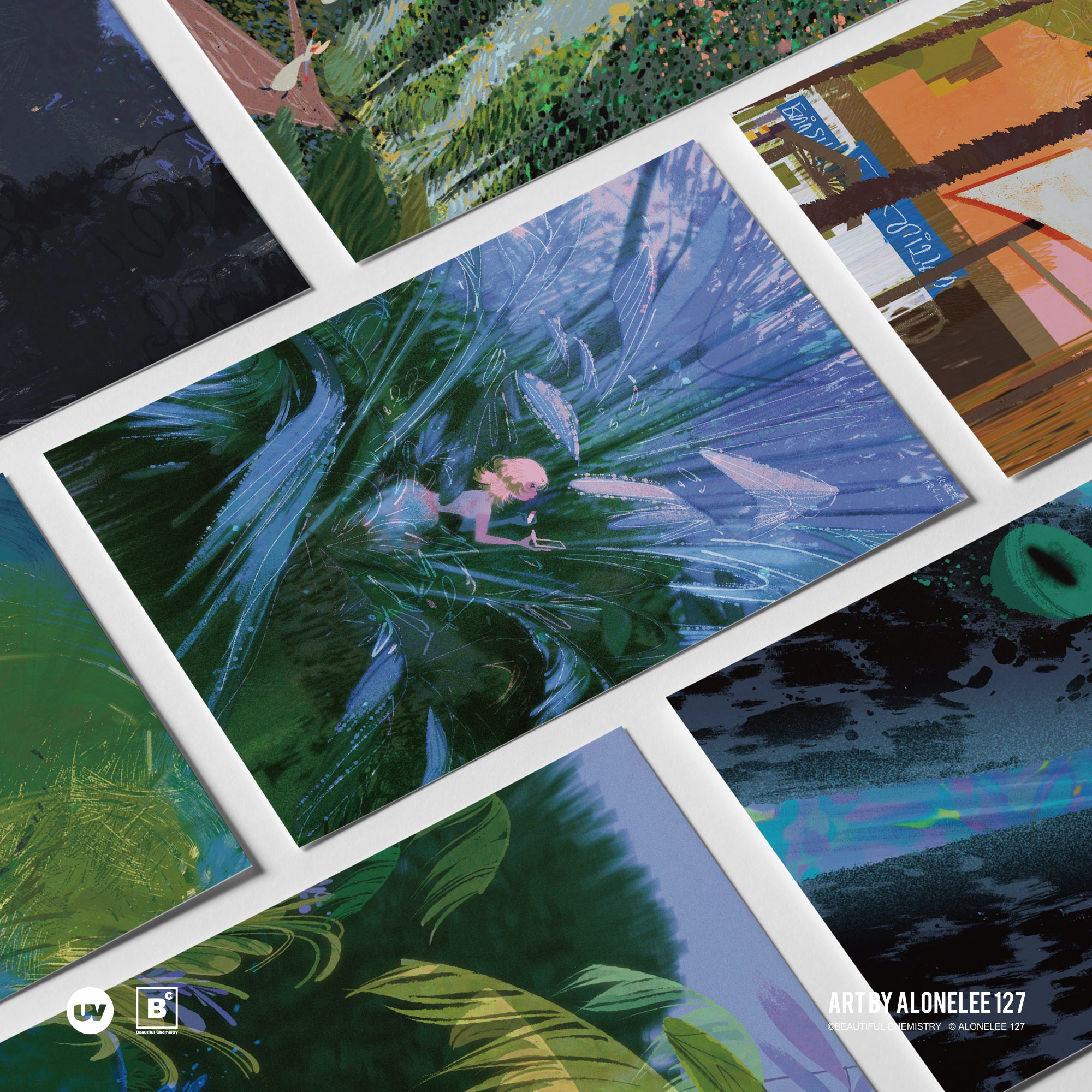 Beautiful Chemistry x 127 TREE WINDS RISE DREAMS FALL INTO THE SEA Artist Postcards