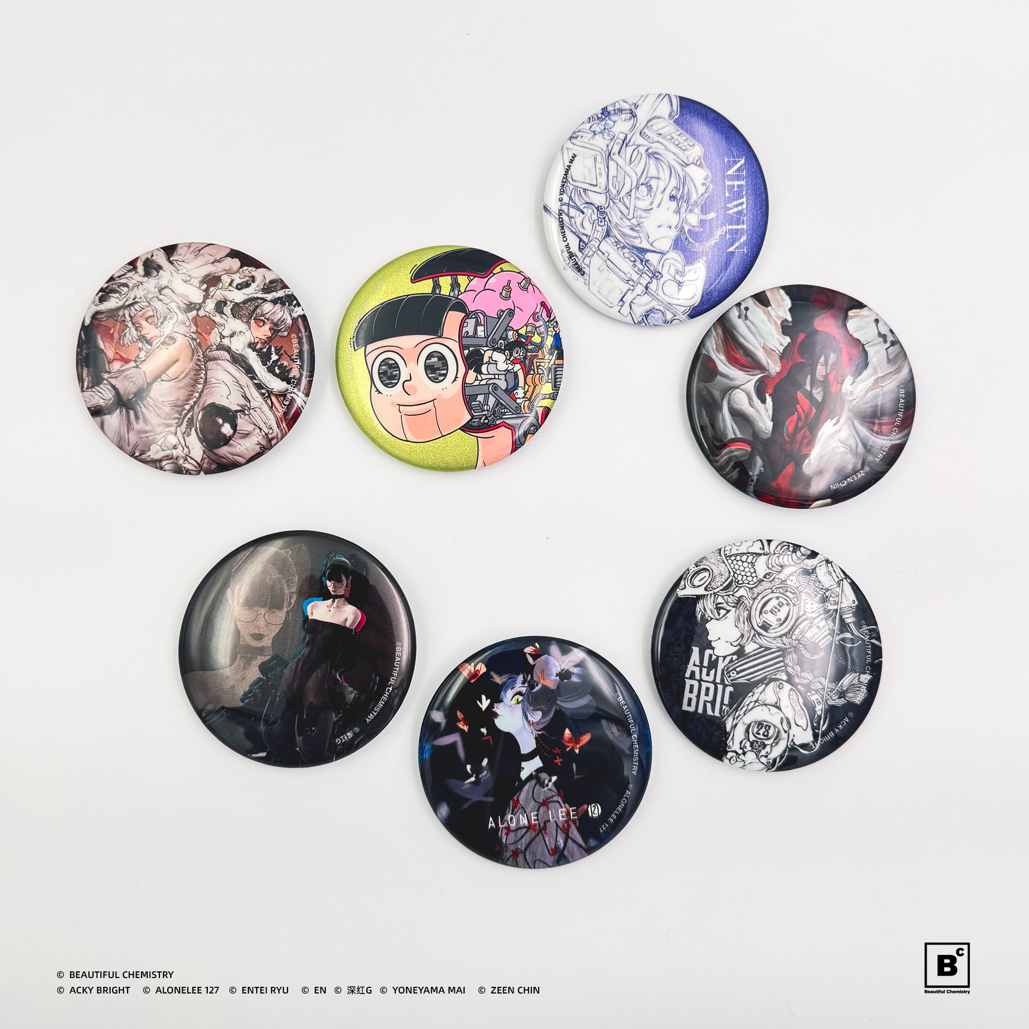 Beautiful Chemistry Artist Collectible Blind Bag Pin - Whole Set