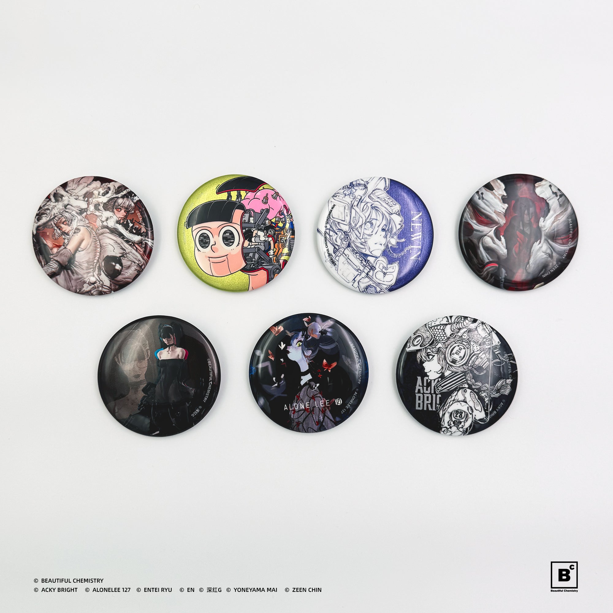 Beautiful Chemistry Artist Collectible Blind Bag Pin - Whole Set